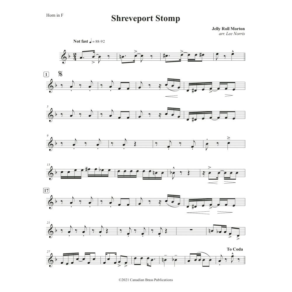 Shreveport Stomp - F Horn
