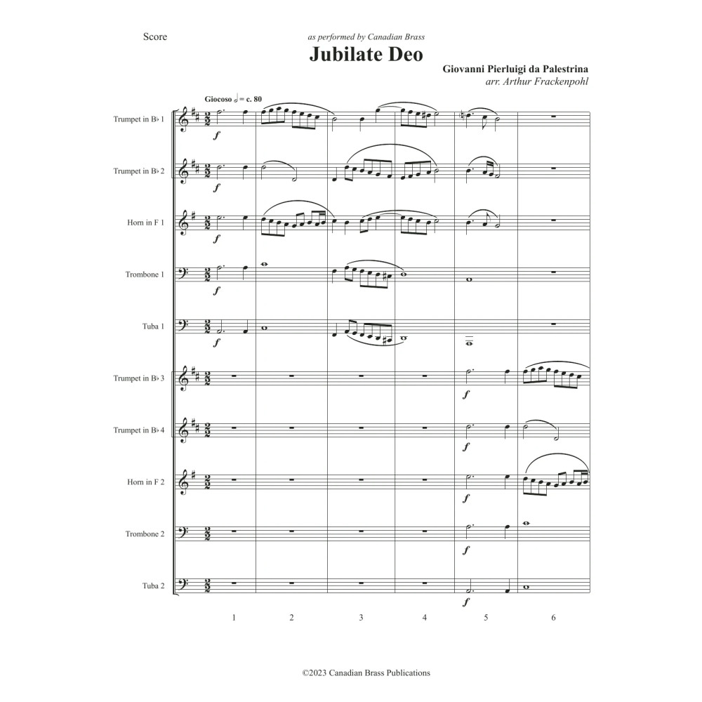 Jubilate Deo (Double Quintet) - Full Score