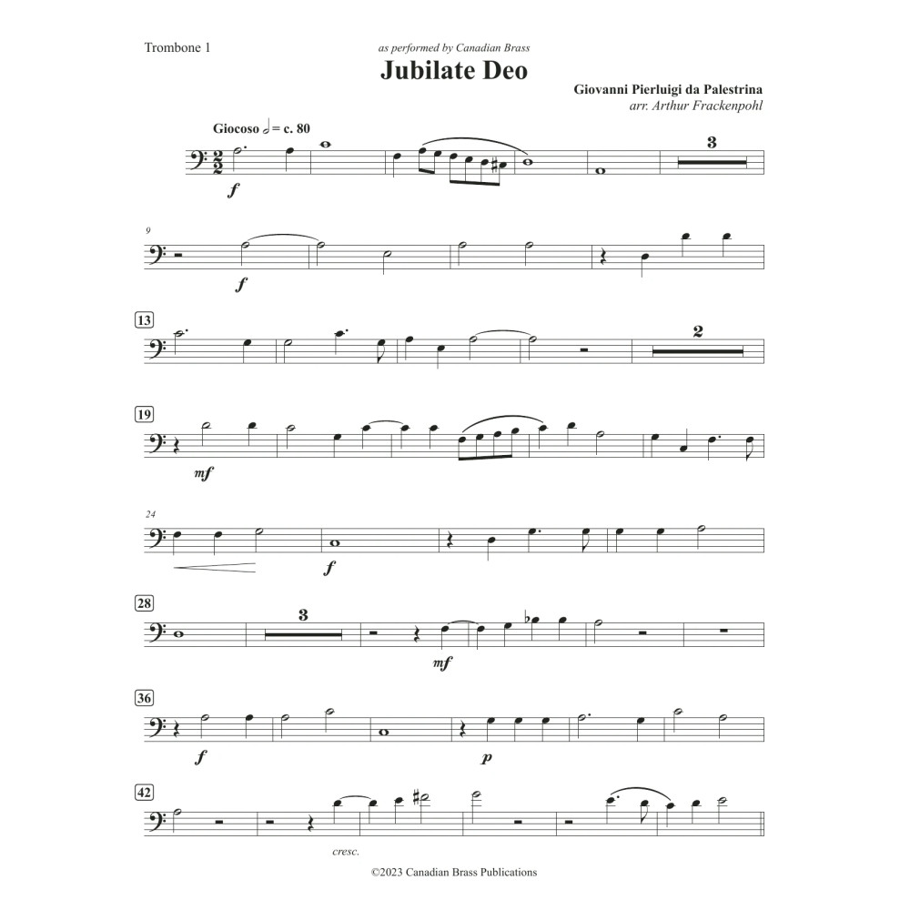 Jubilate Deo (Double Quintet) - Trombone 1