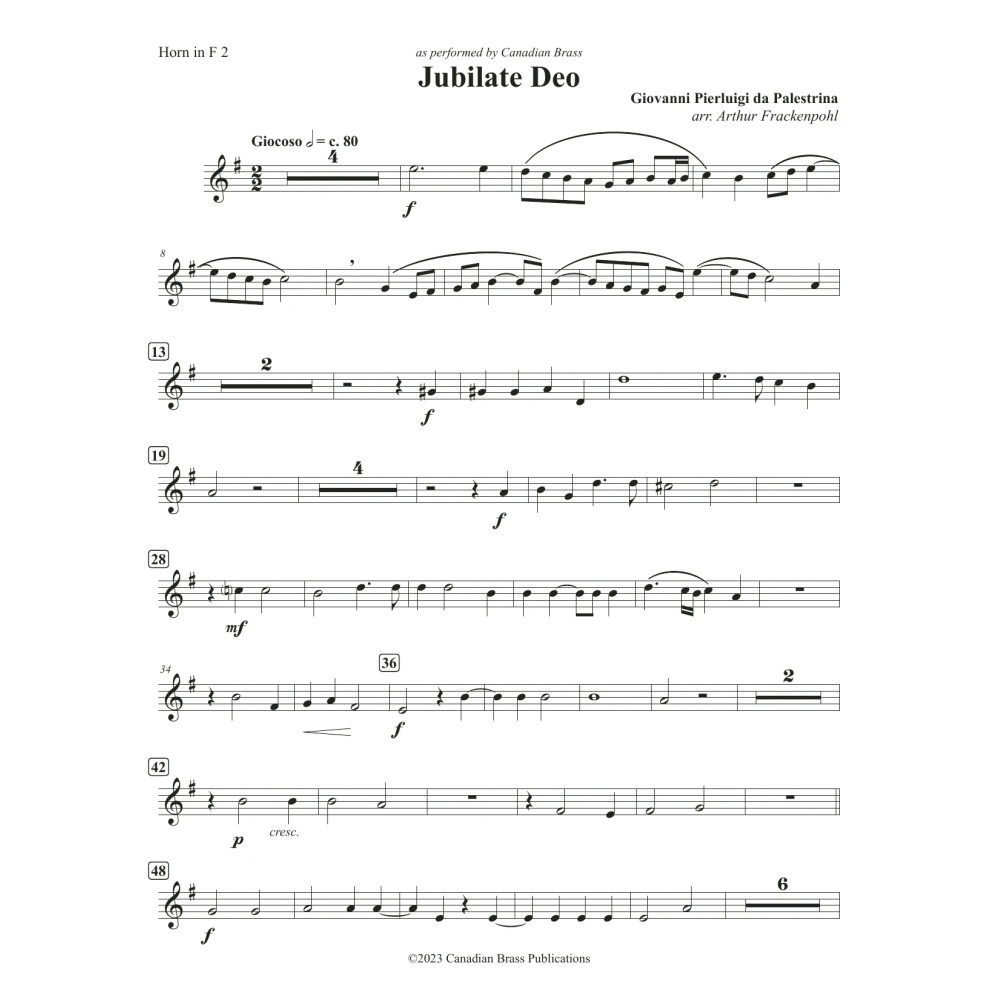 Jubilate Deo (Double Quintet) - F Horn 2
