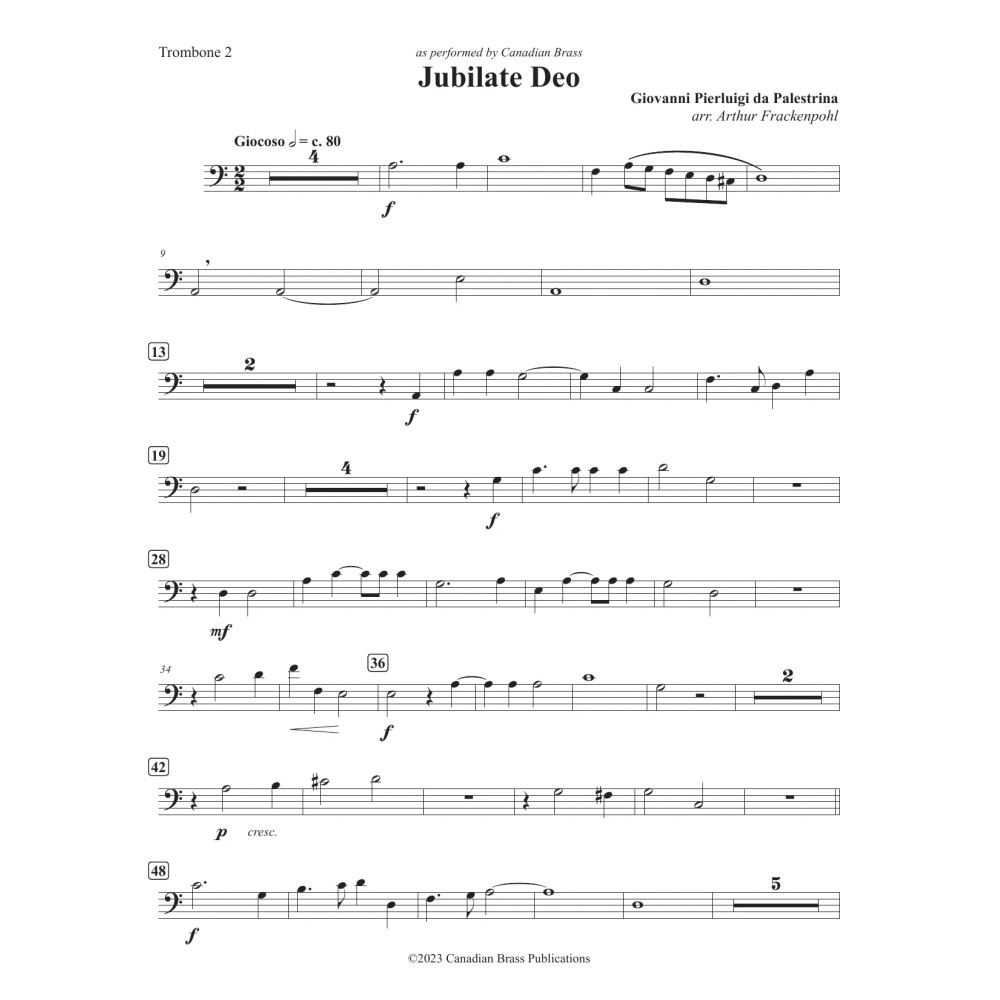 Jubilate Deo (Double Quintet) - Trombone 2