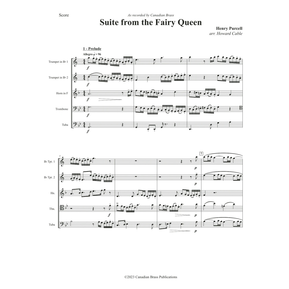 Suite from the Fairy Queen - Full Score