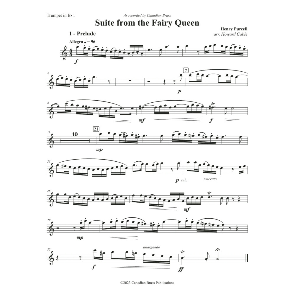 Suite from the Fairy Queen - Bb Trumpet 1