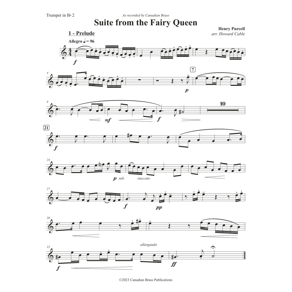 Suite from the Fairy Queen - Bb Trumpet 2