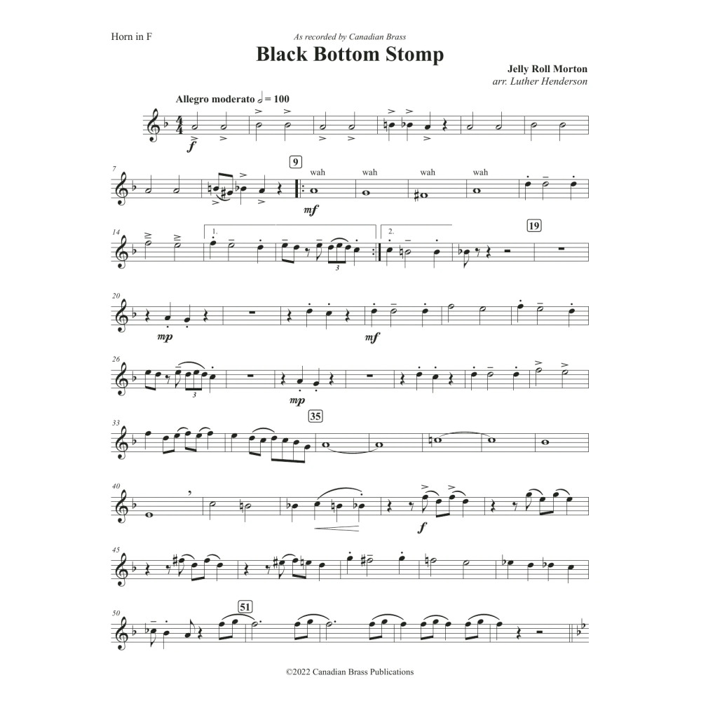 Black Bottom Stomp - F Horn