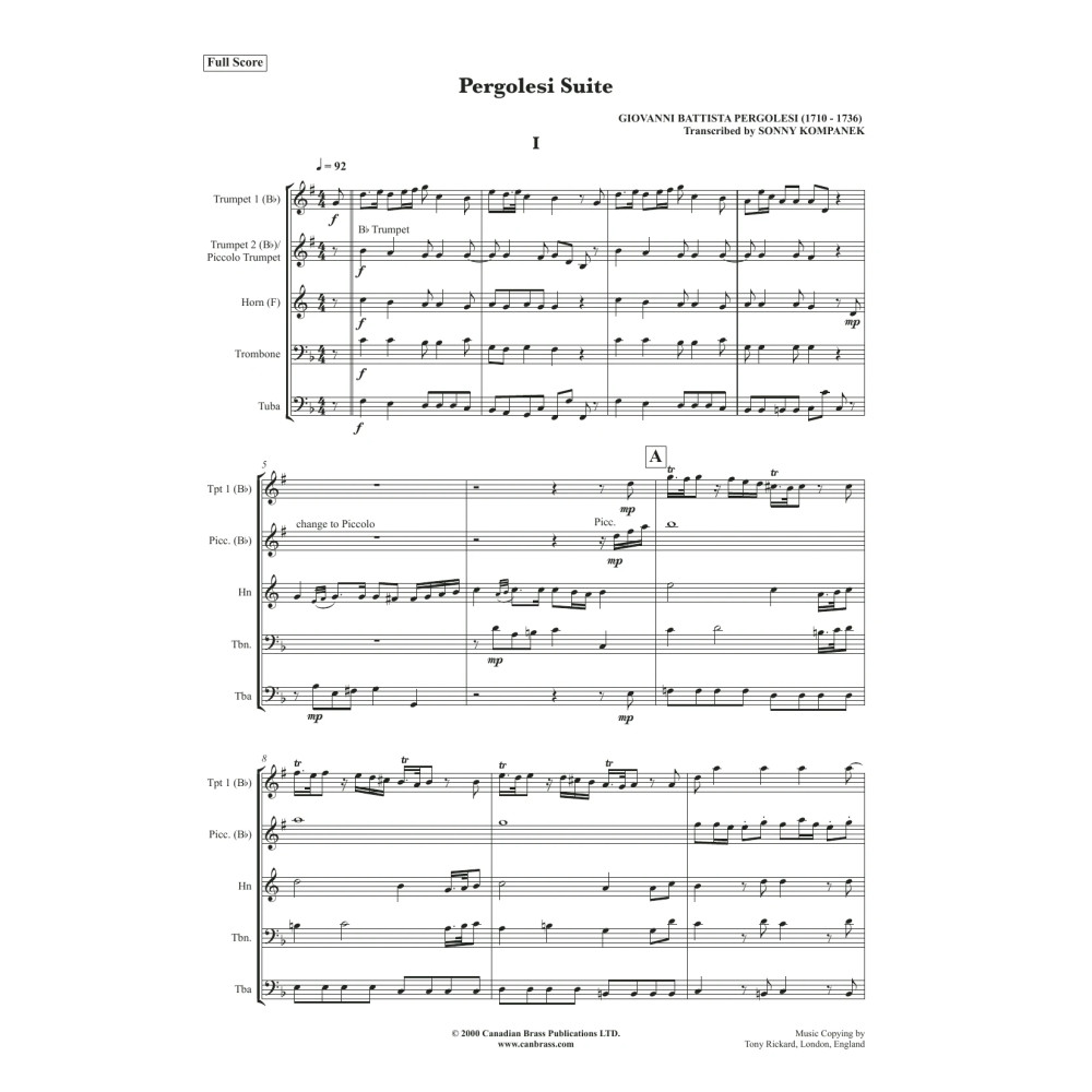 Pergolesi Suite - Full Score