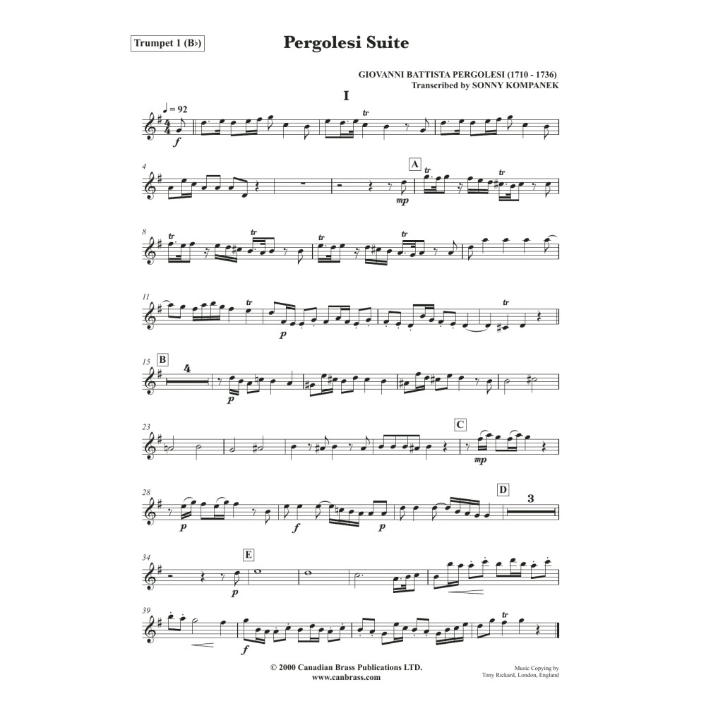 Pergolesi Suite - Bb Trumpet 1