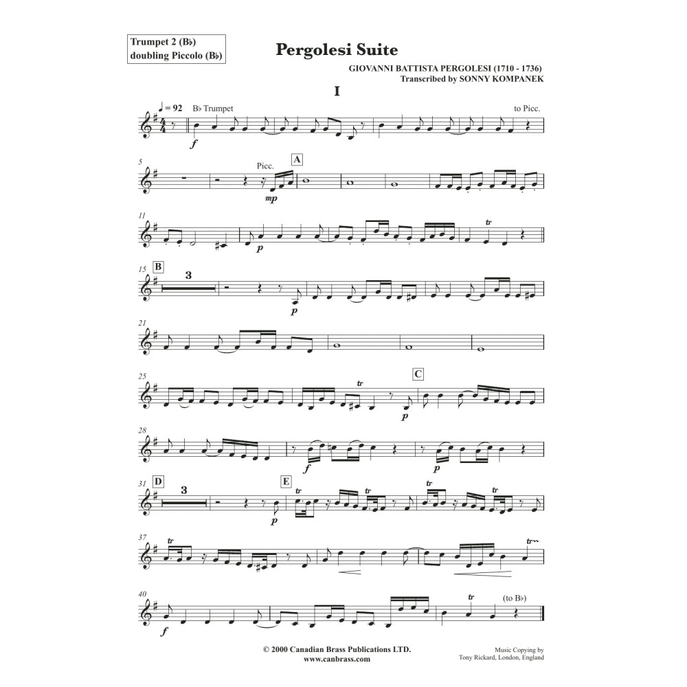 Pergolesi Suite - Bb Trumpet 2