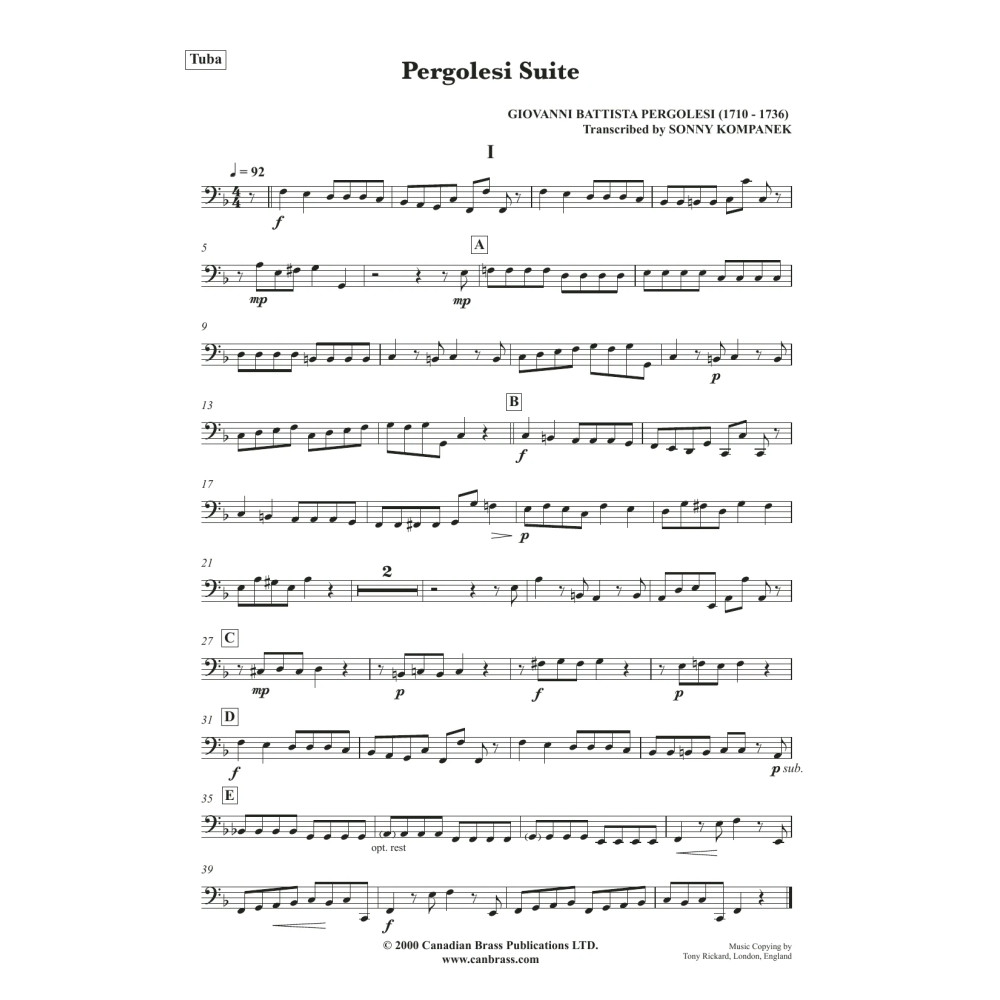 Pergolesi Suite - Tuba