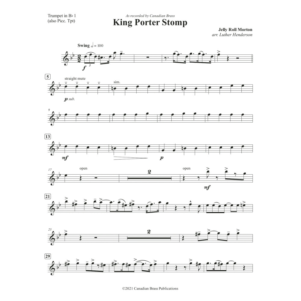 King Porter Stomp - Bb Trumpet 1 / Piccolo Tpt.