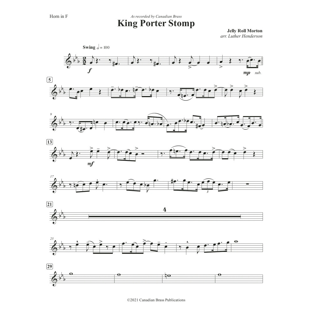 King Porter Stomp - F Horn
