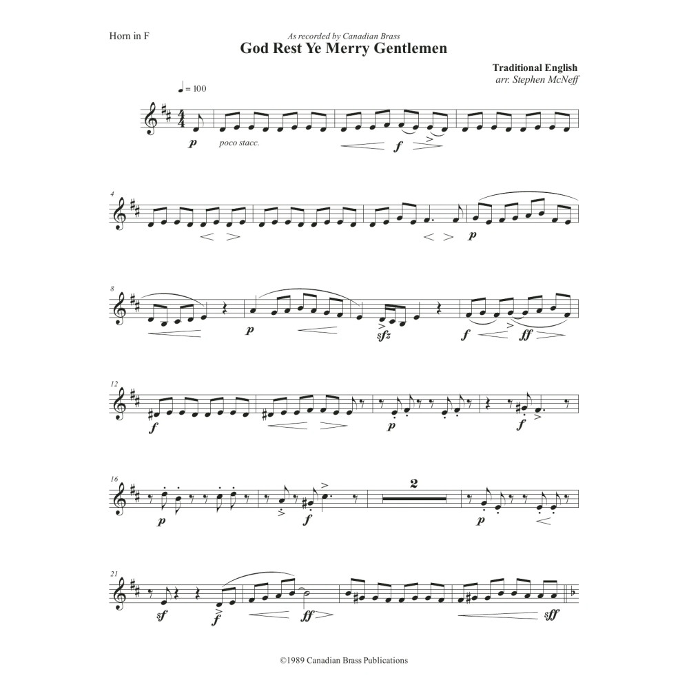 God Rest Ye Merry Gentlemen - F Horn