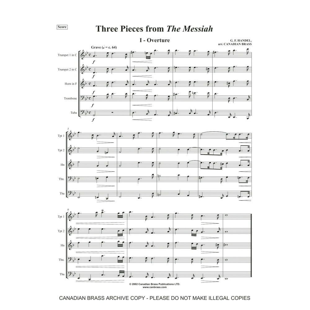 Three Pieces from the Messiah - Full Score