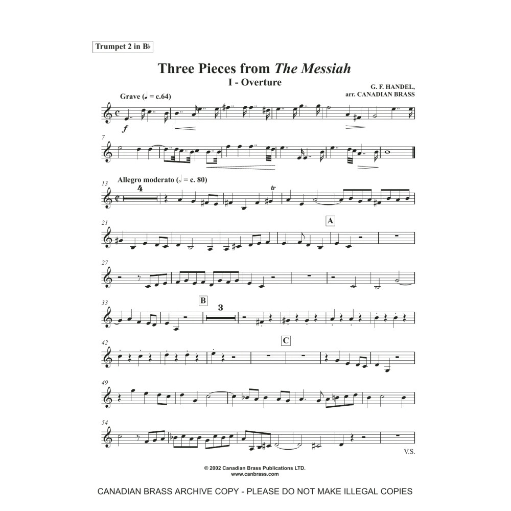 Three Pieces from the Messiah - Bb Trumpet 2