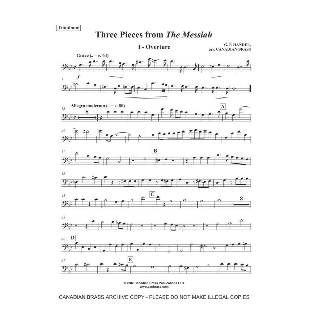 Three Pieces from the Messiah - Trombone