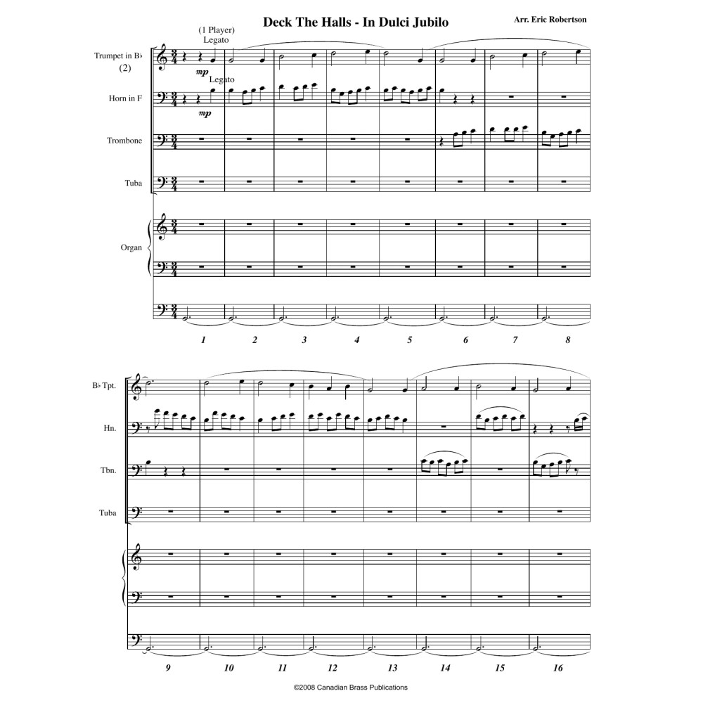 Deck the Halls - In Dulci Jubilo (with Organ) - Full Score