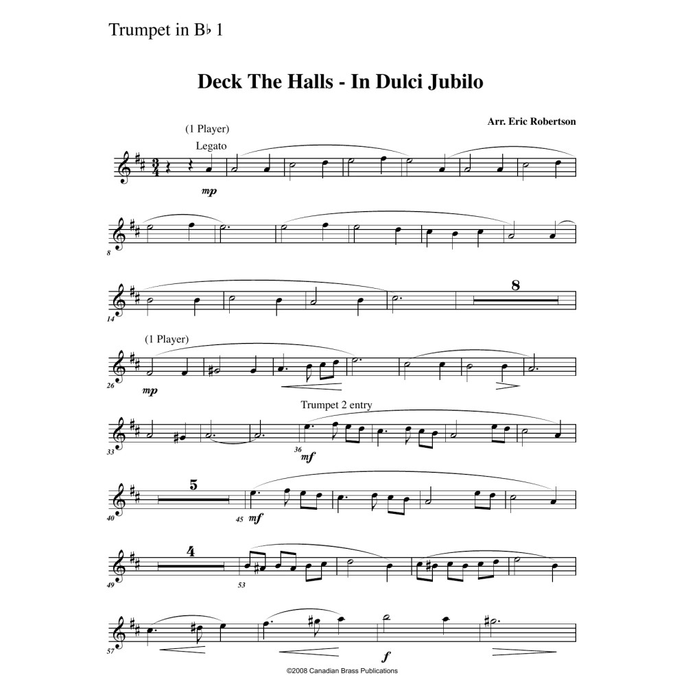 Deck the Halls - In Dulci Jubilo (with Organ) - Bb Trumpet 1