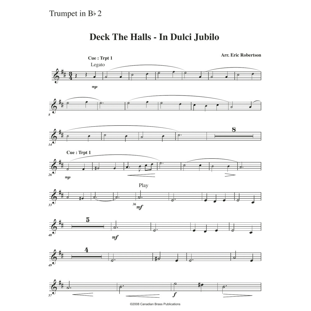 Deck the Halls - In Dulci Jubilo (with Organ) - Bb Trumpet 2
