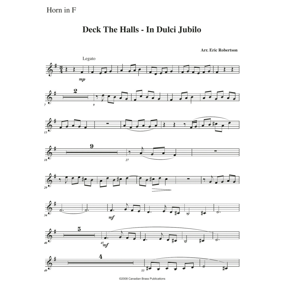 Deck the Halls - In Dulci Jubilo (with Organ) - F Horn
