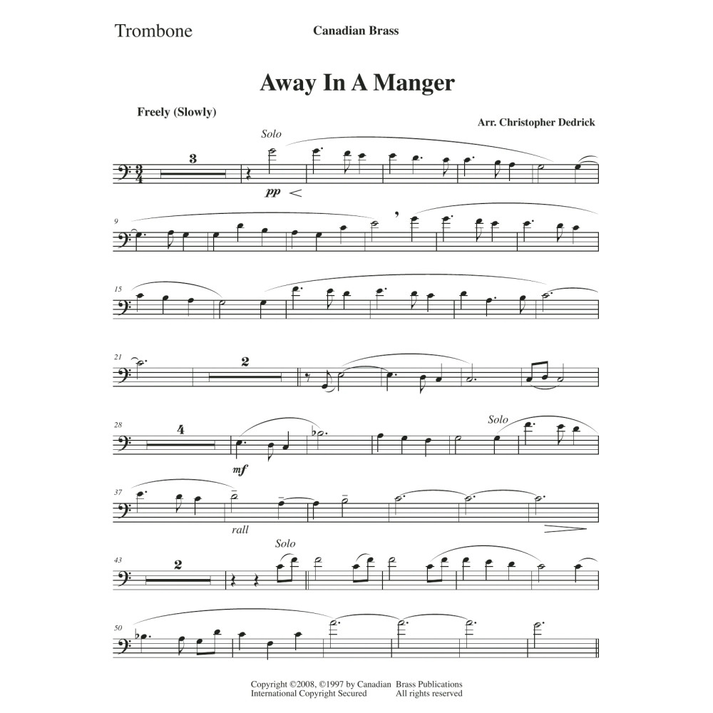 Away In A Manger - Trombone