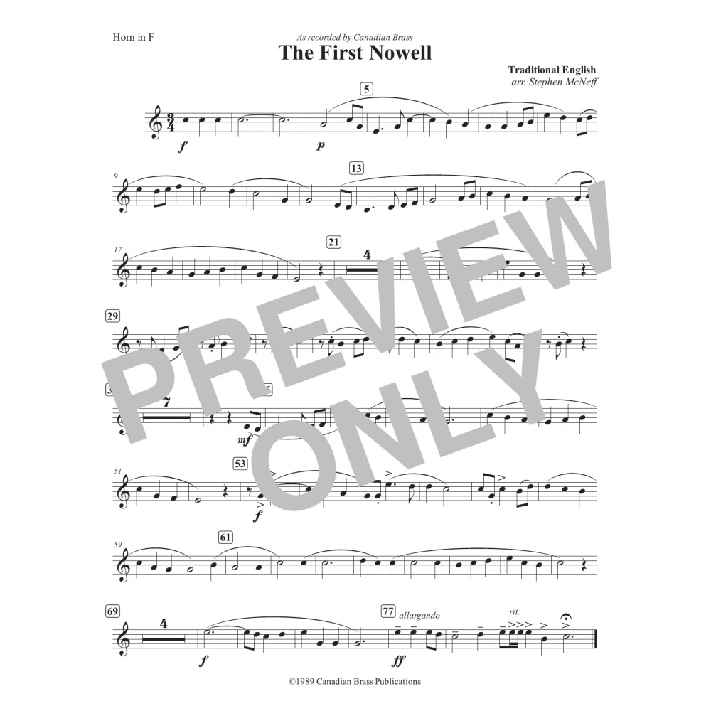The First Nowell - F Horn