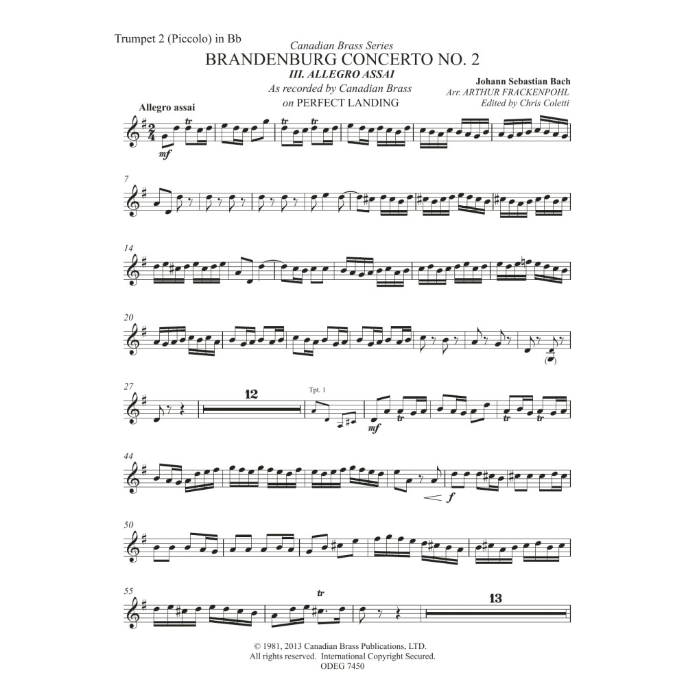 Brandenburg Concert No. 2 (Allegro Assai) - Bb Piccolo Trumpet 2