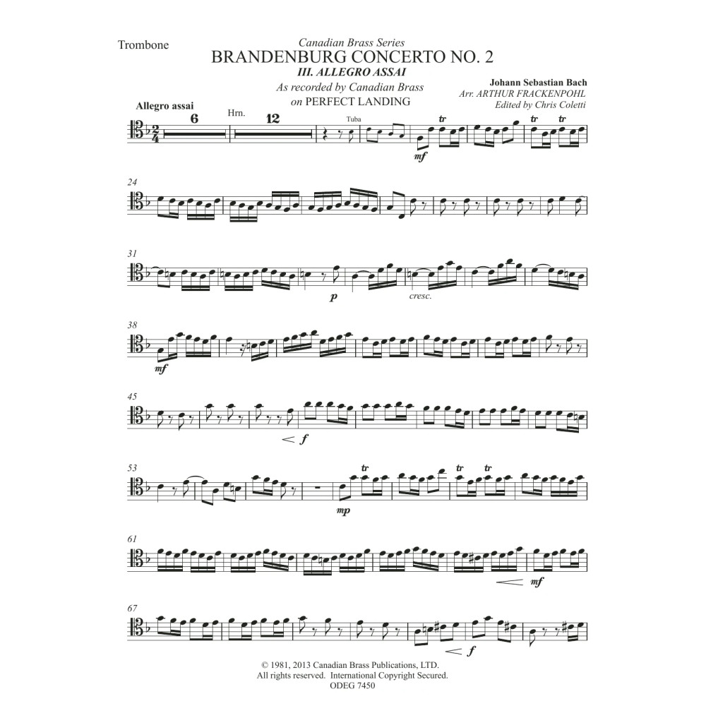 Brandenburg Concert No. 2 (Allegro Assai) - Trombone