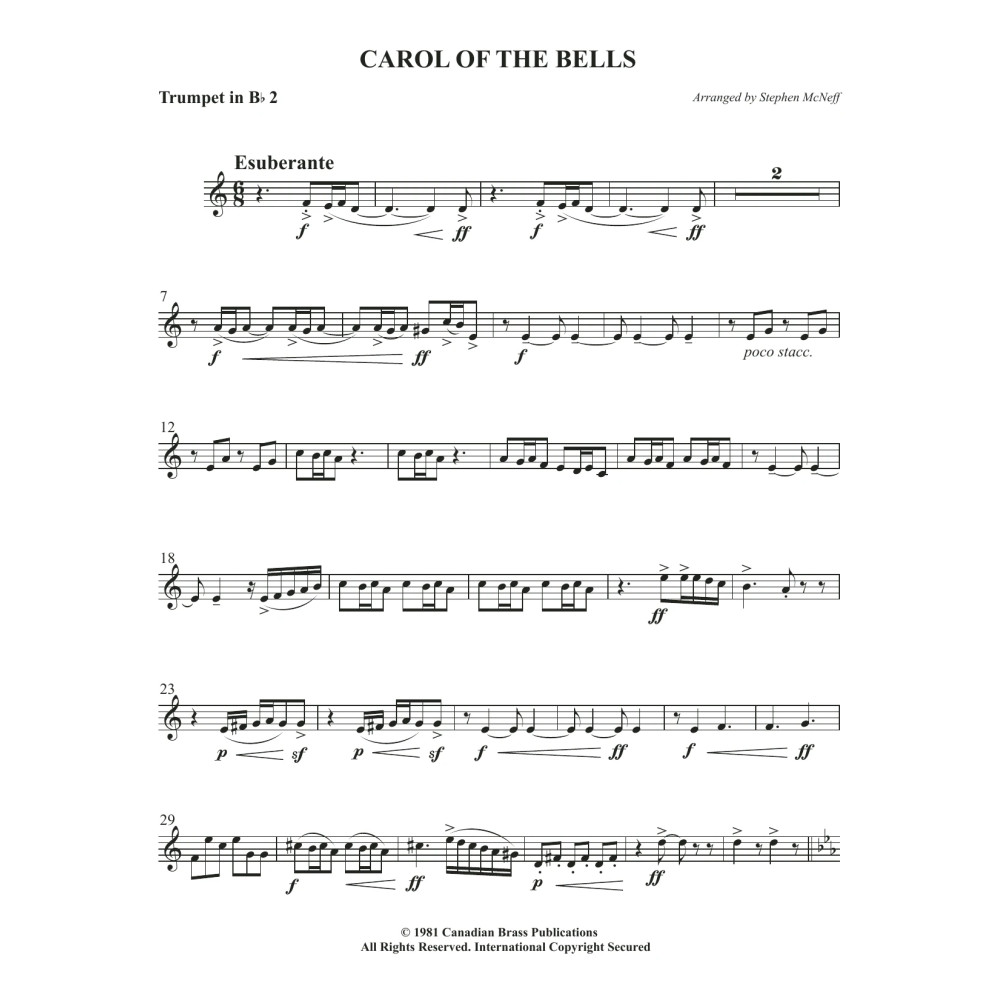 Carol of the Bells - Bb Trumpet 2