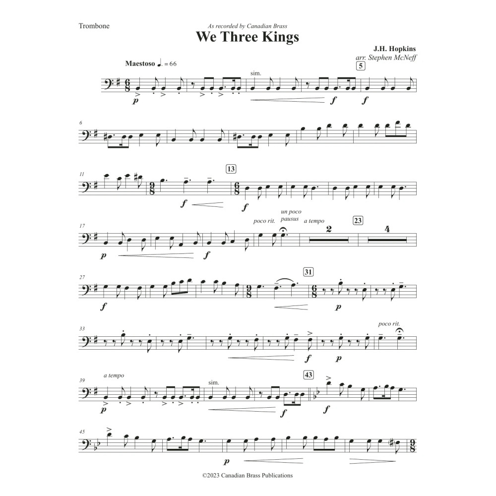 We Three Kings - Trombone