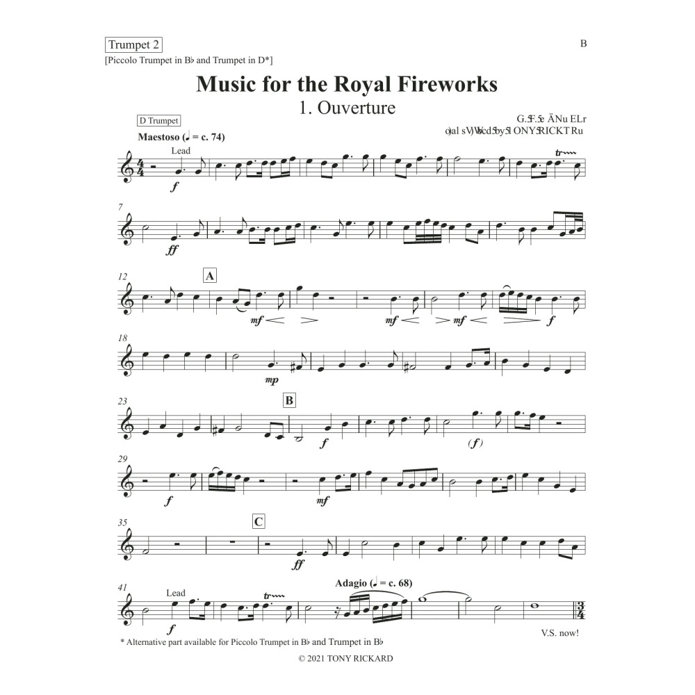 Music for the Royal Fireworks - Bb Trumpet 2
