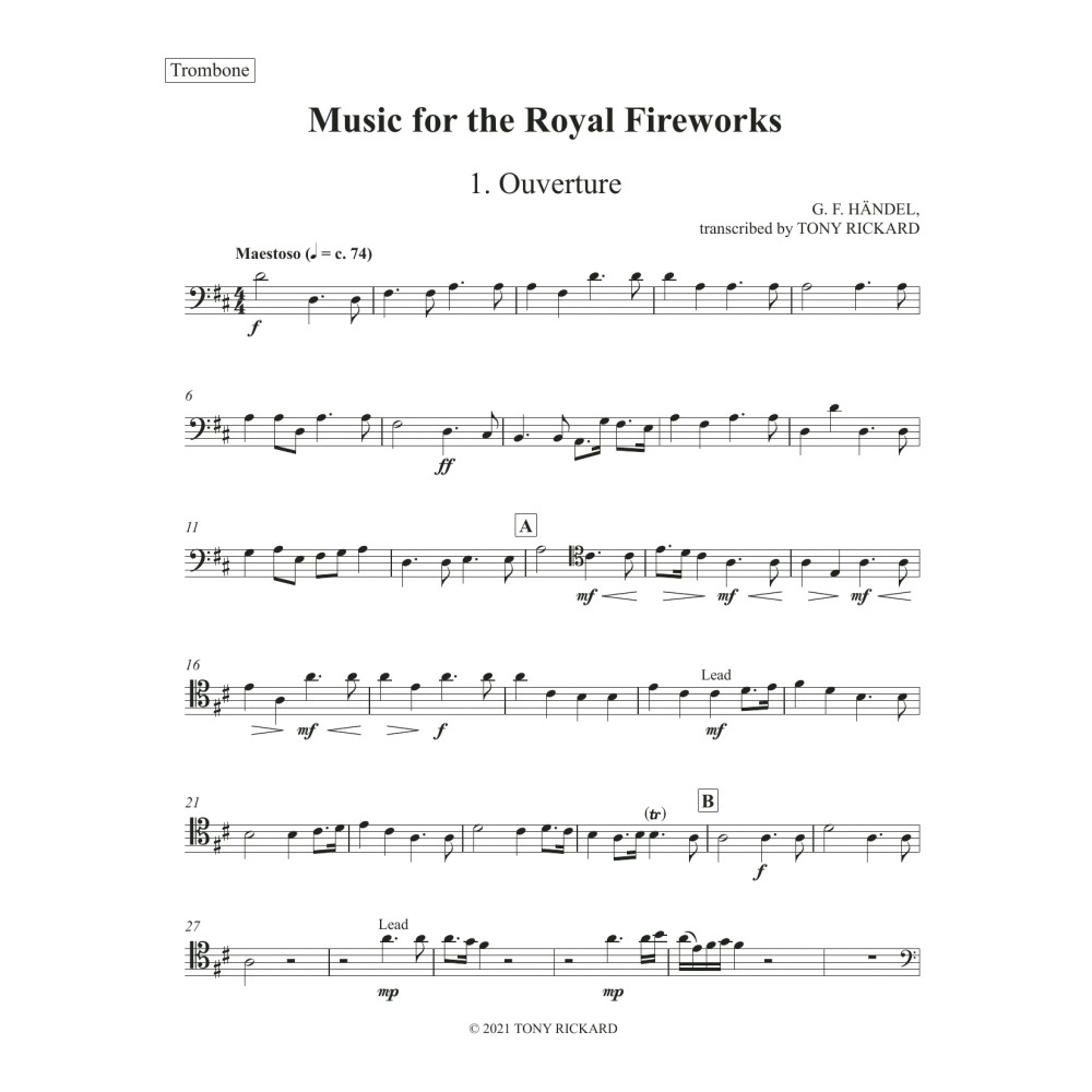 Music for the Royal Fireworks - Trombone