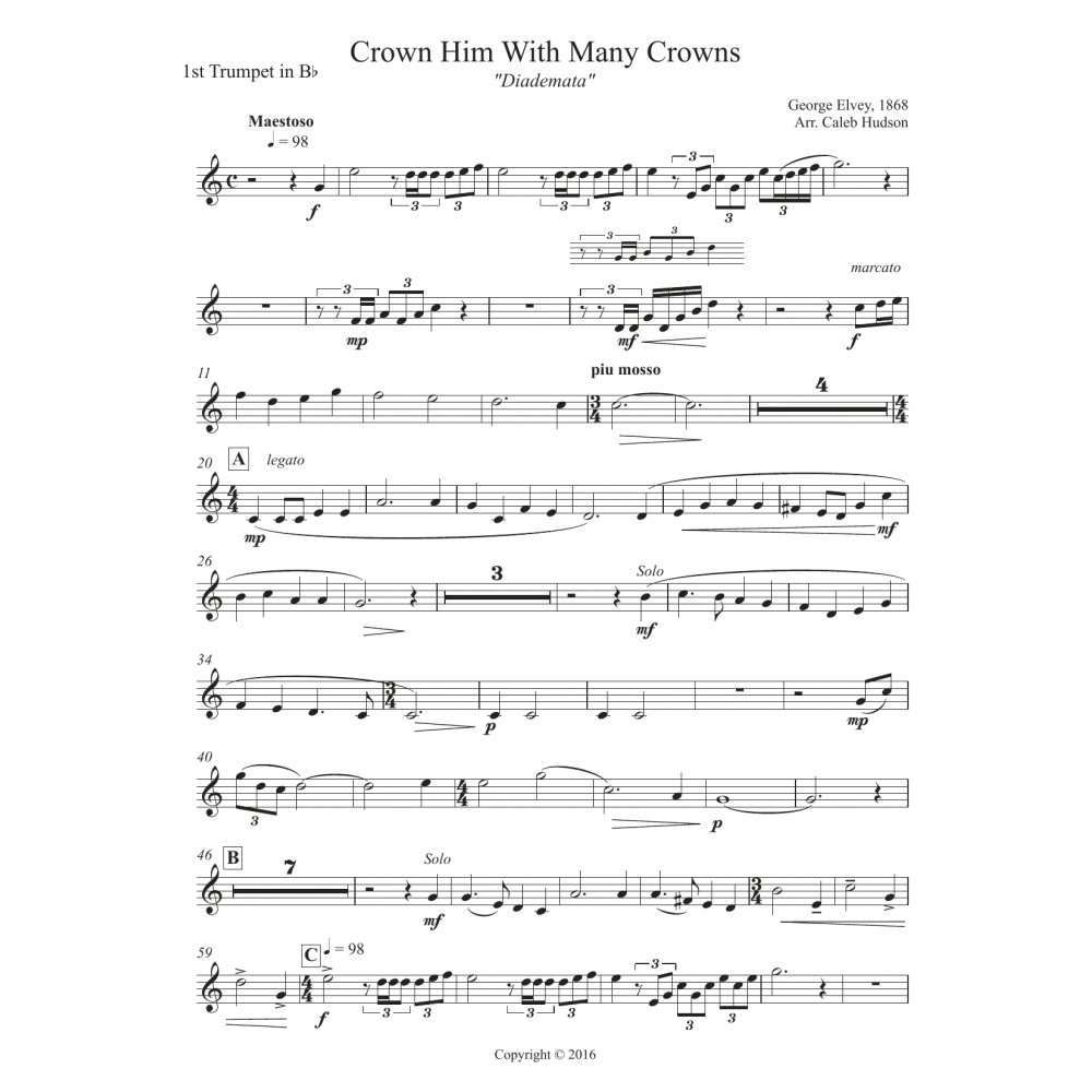 Crown Him With Many Crowns - Bb Trumpet 1