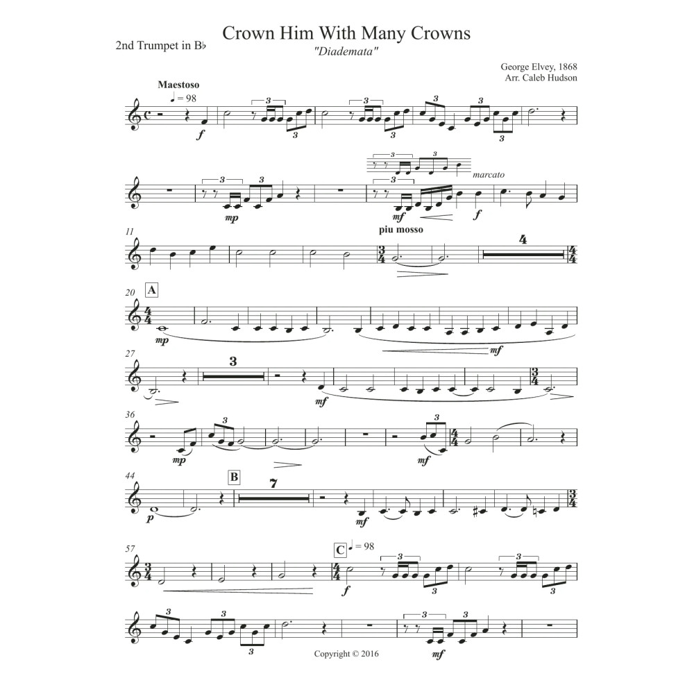 Crown Him With Many Crowns - Bb Trumpet 2