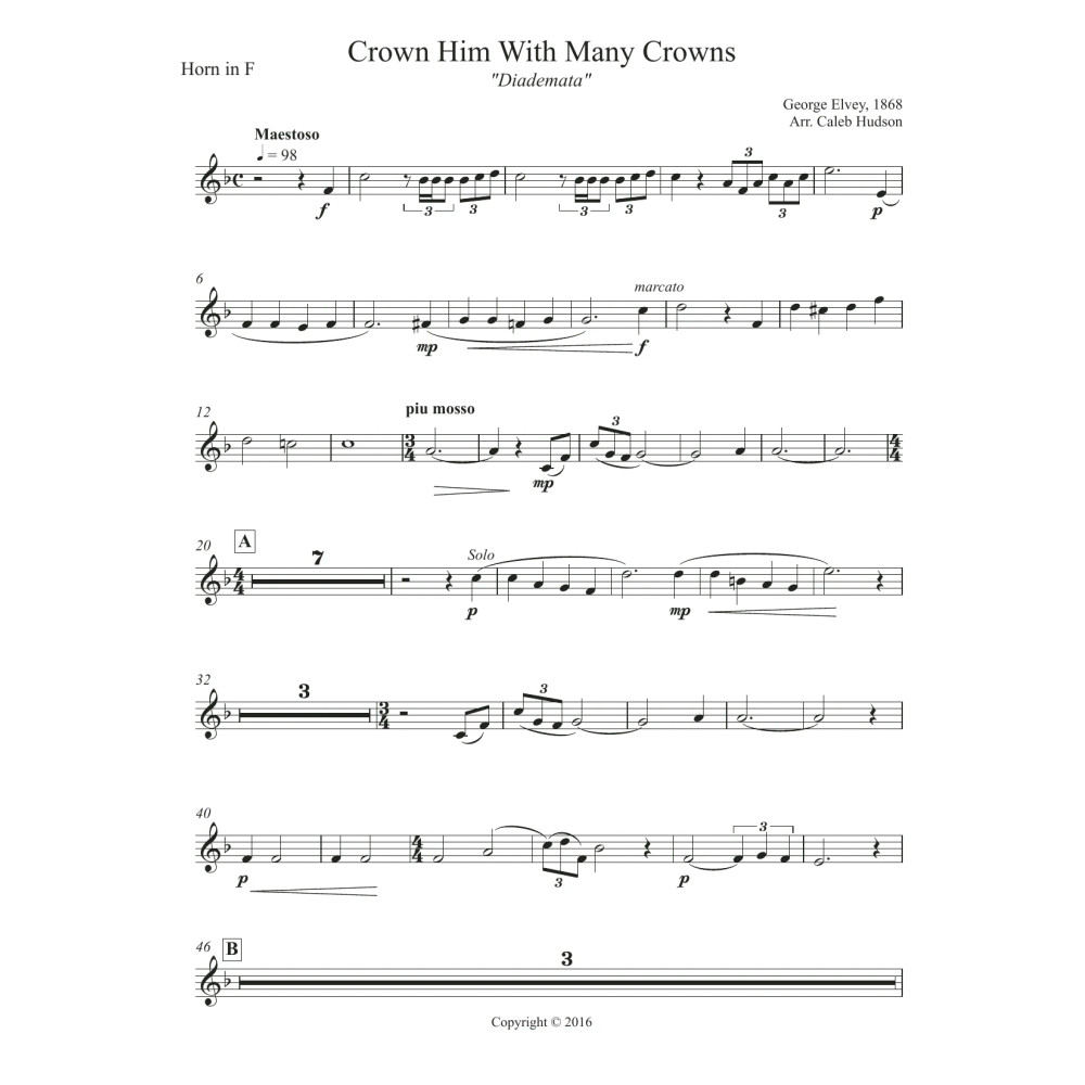 Crown Him With Many Crowns - F Horn