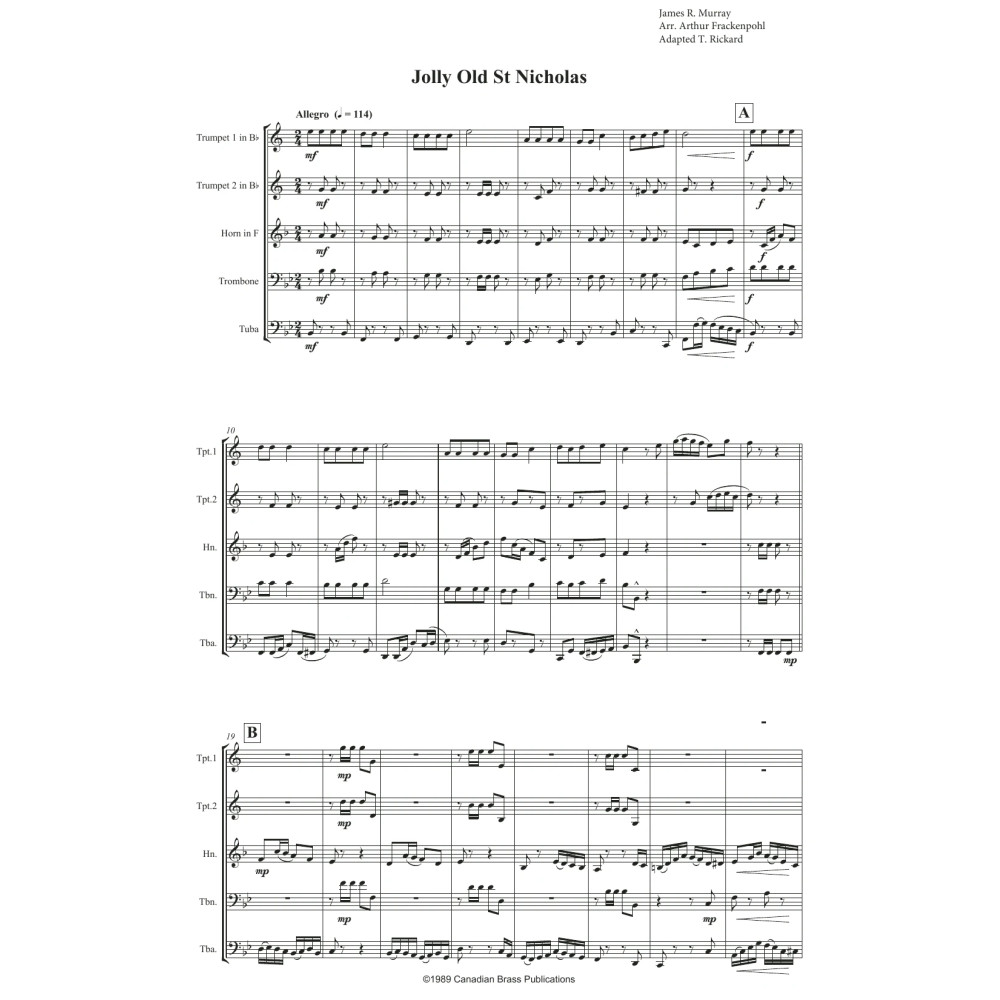 Jolly Old St. Nicholas - Full Score