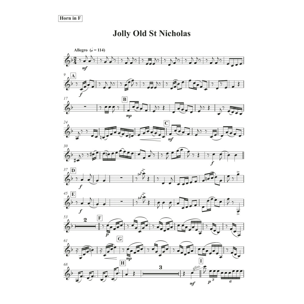 Jolly Old St. Nicholas - F Horn