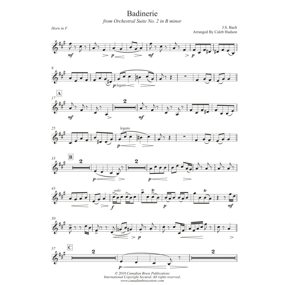 Badinerie (from Orchestral Suite No. 2 in B Minor) - F Horn