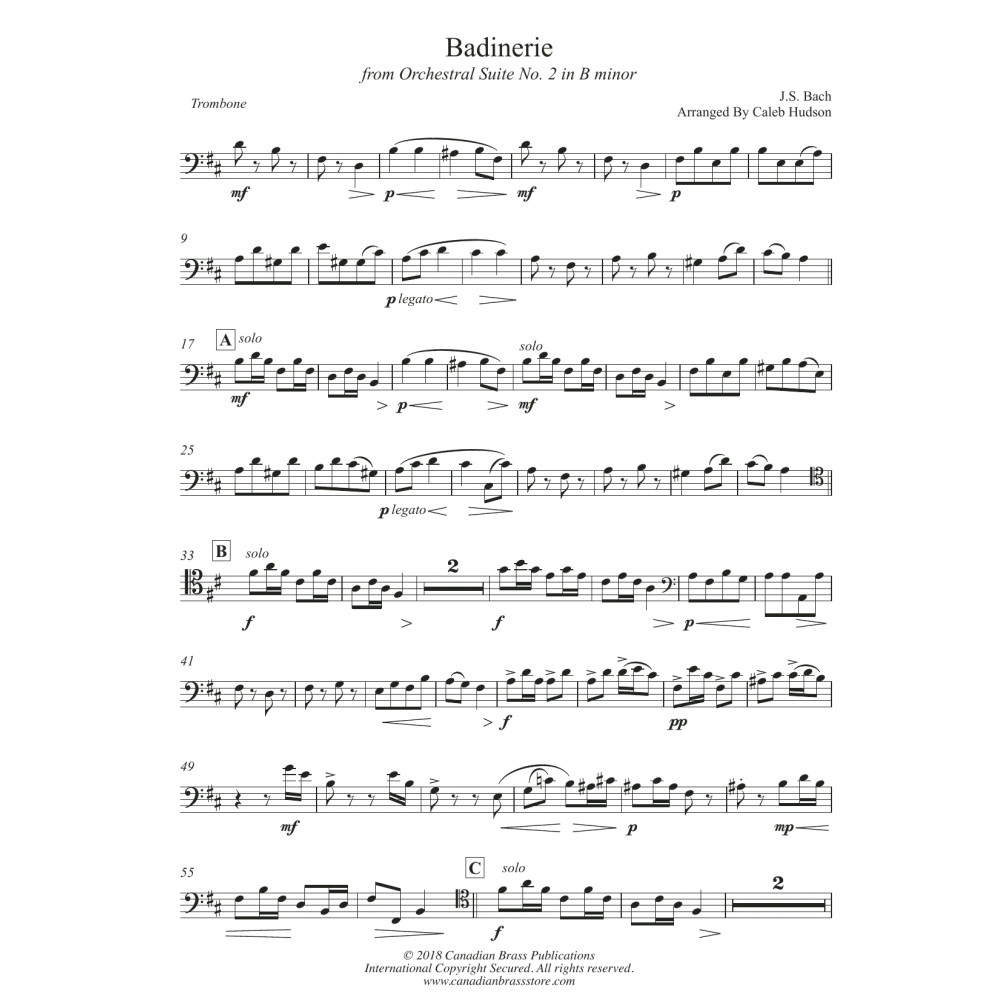Badinerie (from Orchestral Suite No. 2 in B Minor) - Trombone