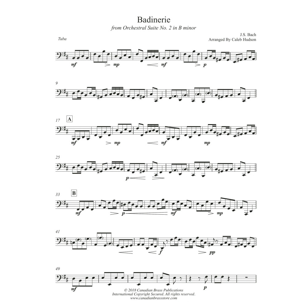 Badinerie (from Orchestral Suite No. 2 in B Minor) - Tuba