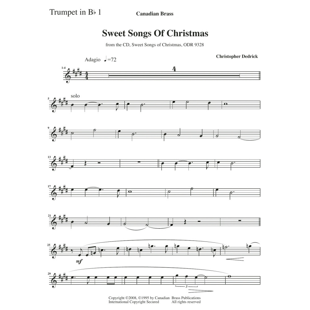 Sweet Songs of Christmas - Bb Trumpet 1