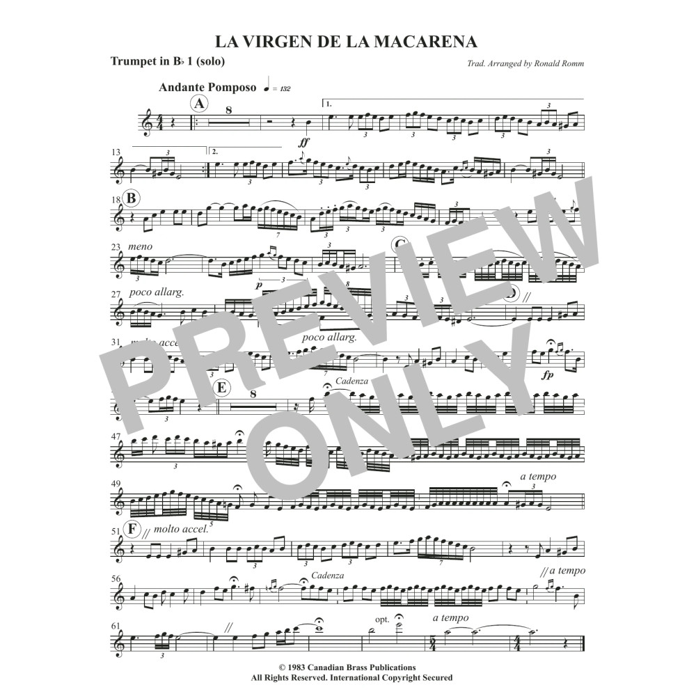 La Virgen De La Macarena - Solo Bb Trumpet 1