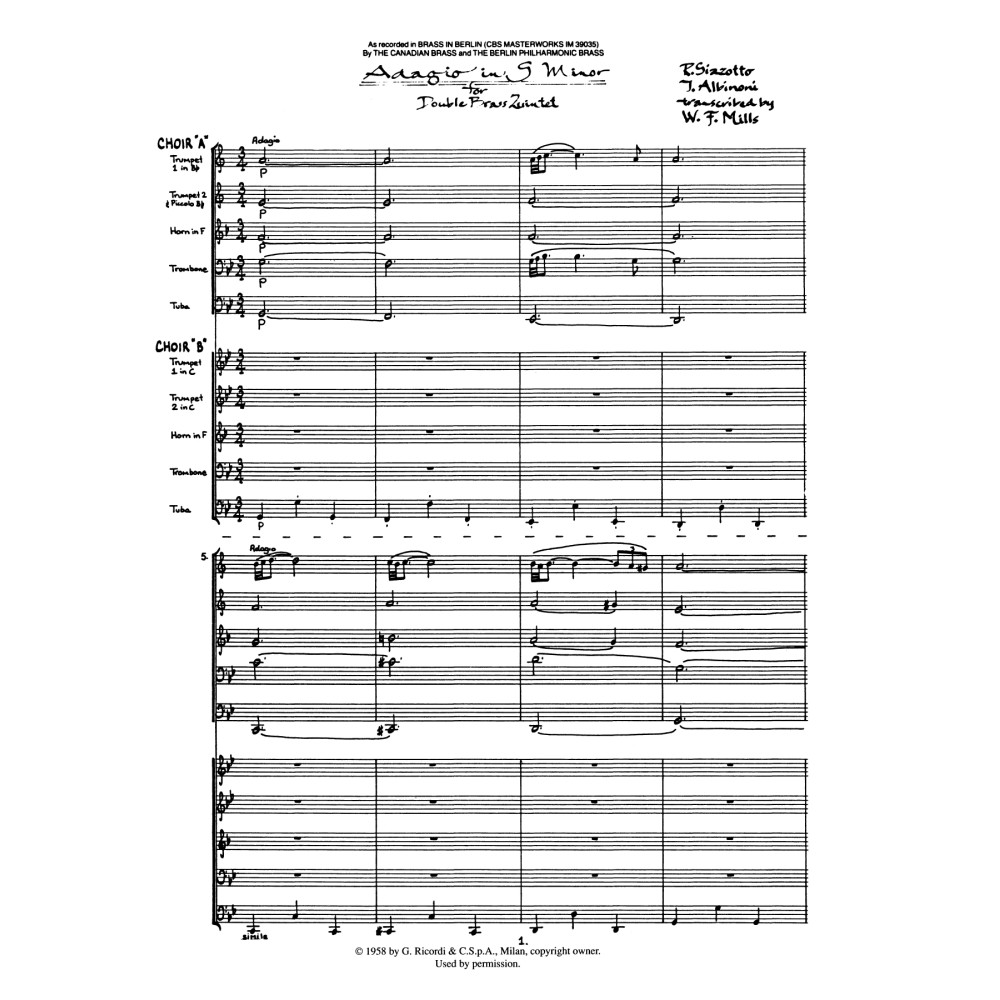 Adagio in G Minor - Full Score