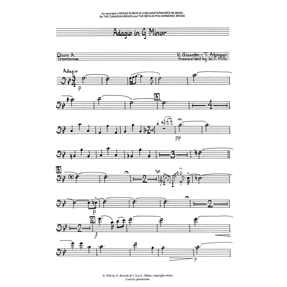 Adagio in G Minor - Trombone