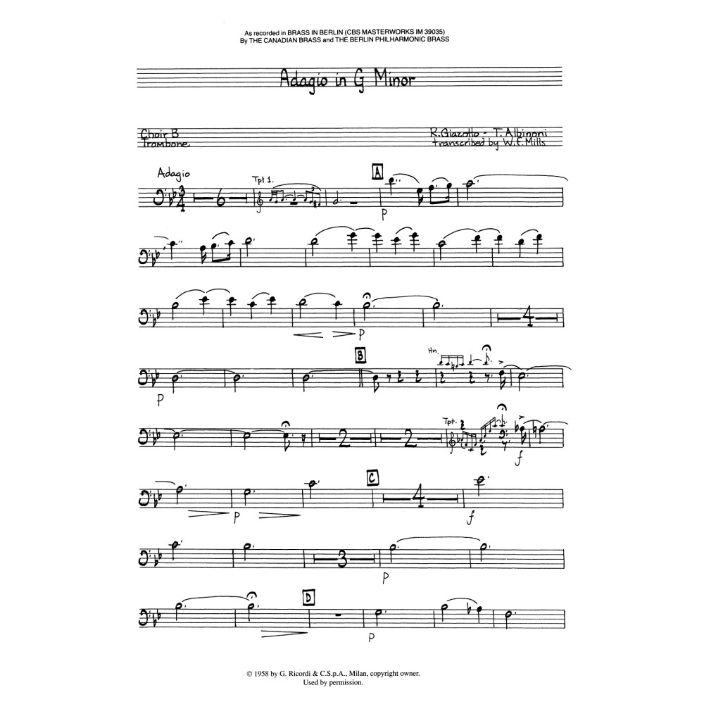 Adagio in G Minor - Trombone