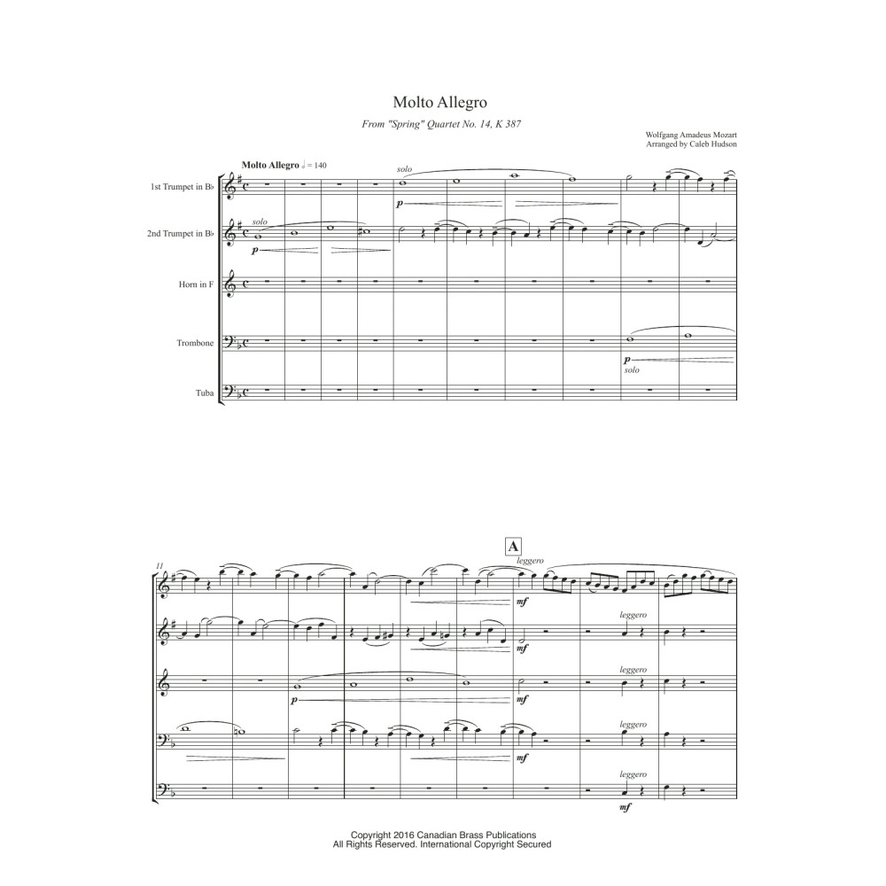 Molto Allegro from Spring Quartet, No. 14, K 387 - Full Score