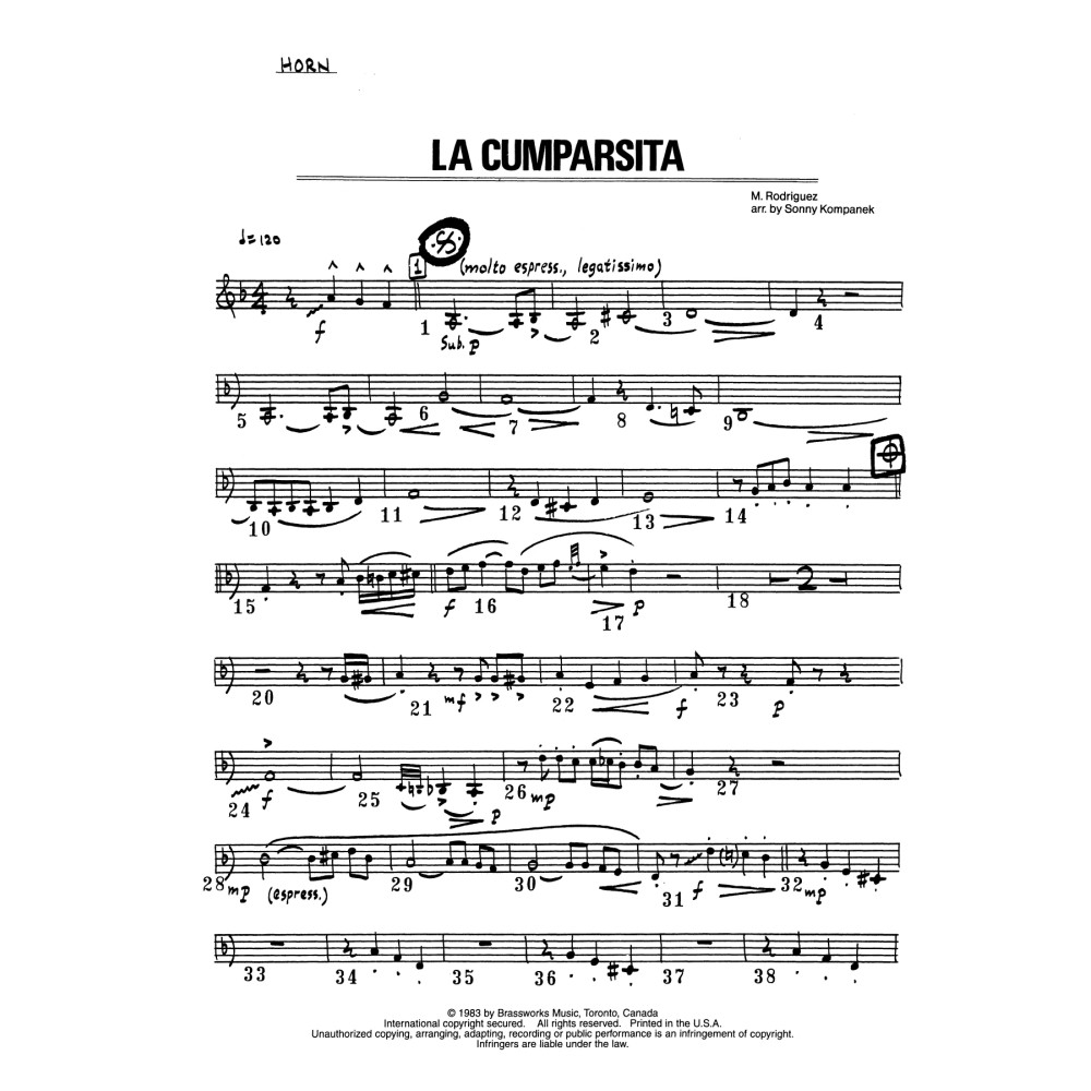 La Cumparsita - F Horn