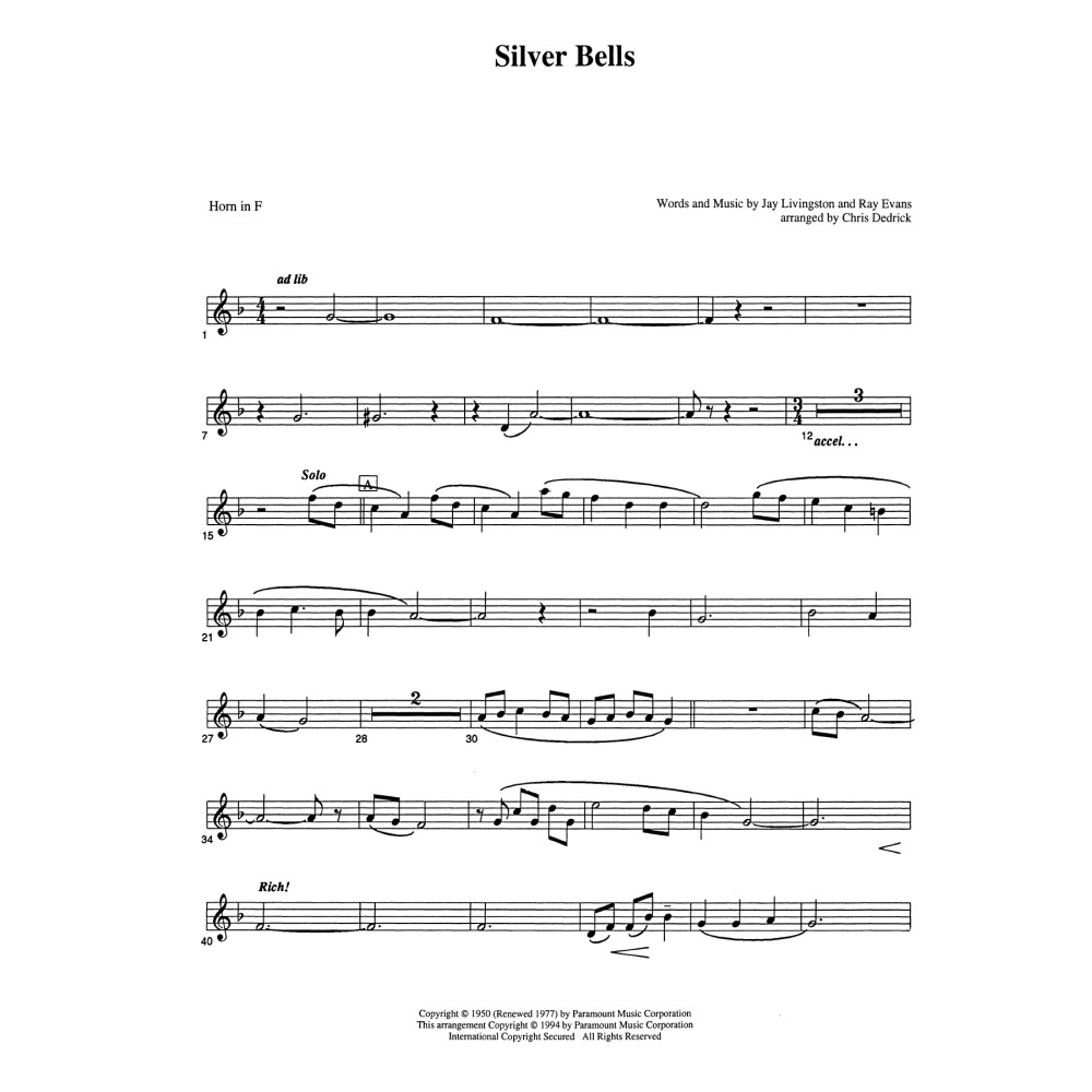 Silver Bells - F Horn