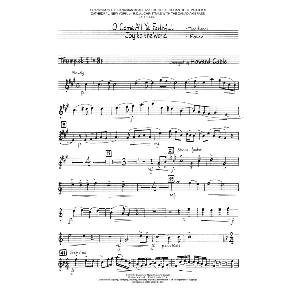 O Come All Ye Faithful / Joy to the World - Bb Trumpet 1