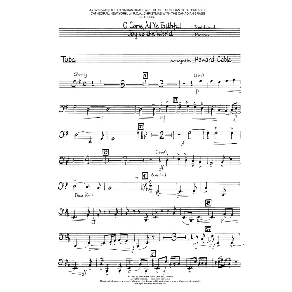 O Come All Ye Faithful / Joy to the World - Tuba