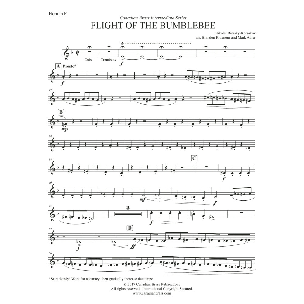 Flight Of The Bumblebee (Intermediate) - F Horn